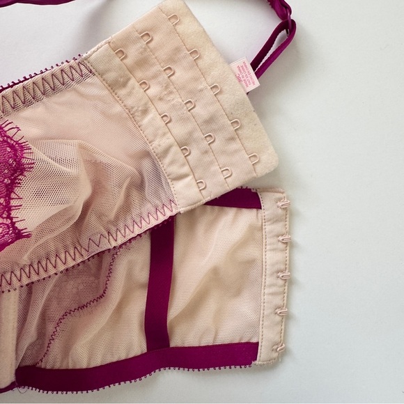 Victoria's Secret Bra Very Sexy Demi Lace Harness Corset Bustier Hot Pink Sz 36C - Picture 10 of 14